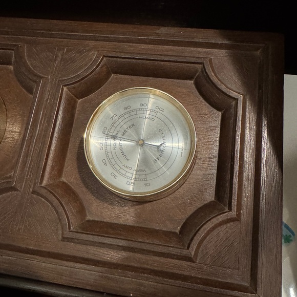 Vintage MCM Brown Wall Clock Set barometer - Picture 5 of 5